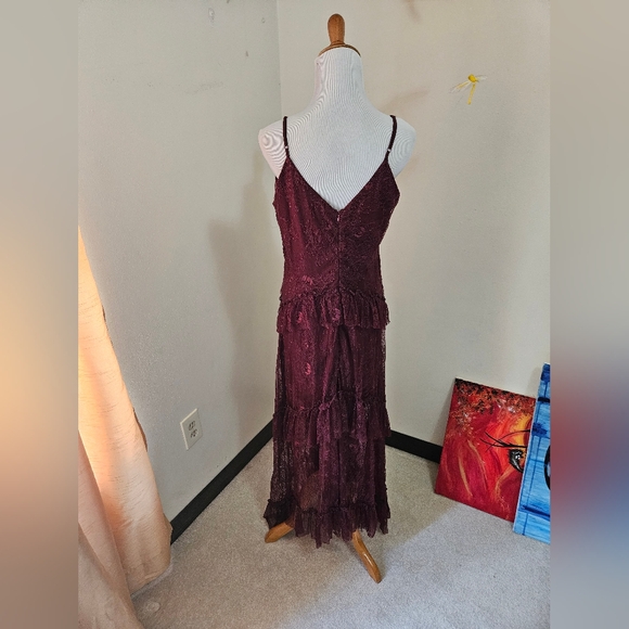 Lulus Dark Burgundy Maxi Lace Dress XL - Picture 4 of 6